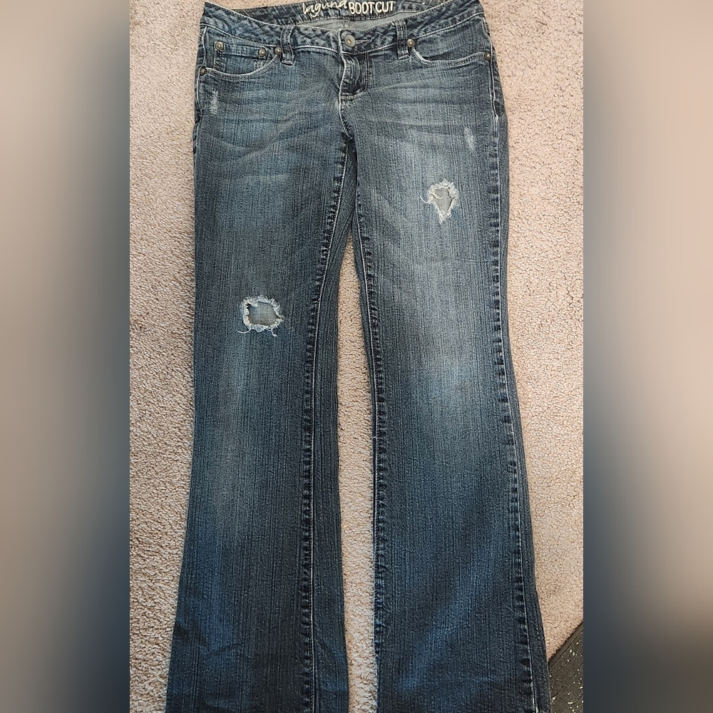 Bullhead Blue Distressed Bootcut Jeans